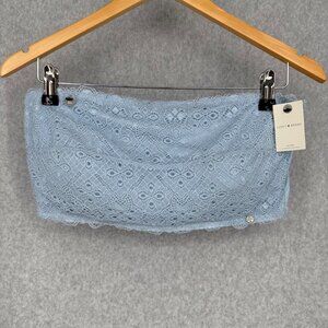 Lucky Brand Lace Strapless Bandeau Bra Size XL Dusty Blue Removable Pads NEW